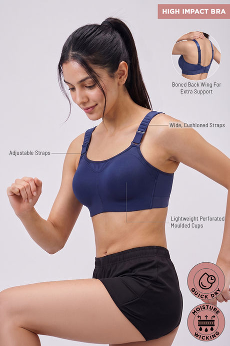 Zelocity High Impact Quick Dry Sports Bra - Medieval Blue — image 8
